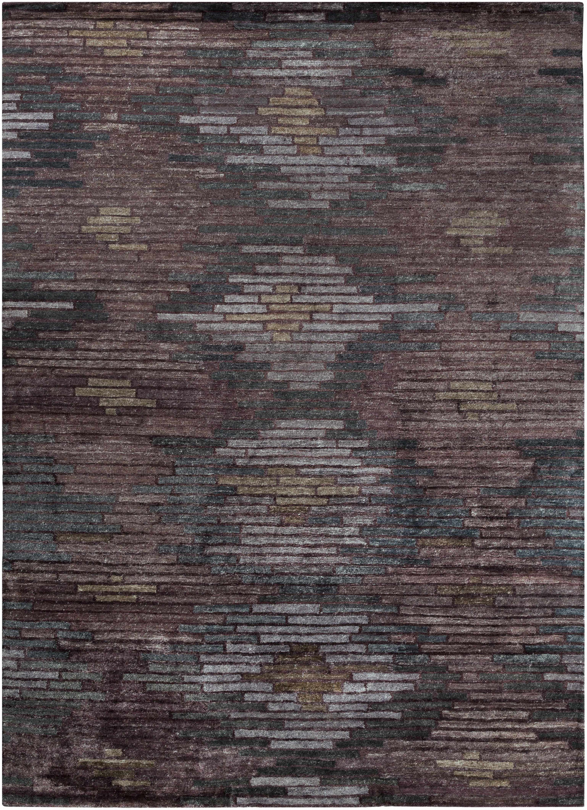 Cherokee Carpet rug by Boutique Rugs with burgundy, gray, and olive brick-pattern on Tampa Home & Garden Store
