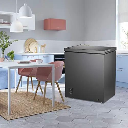 Kismile compact chest freezer, dark gray, in a modern kitchen on Tampa Home & Garden Store