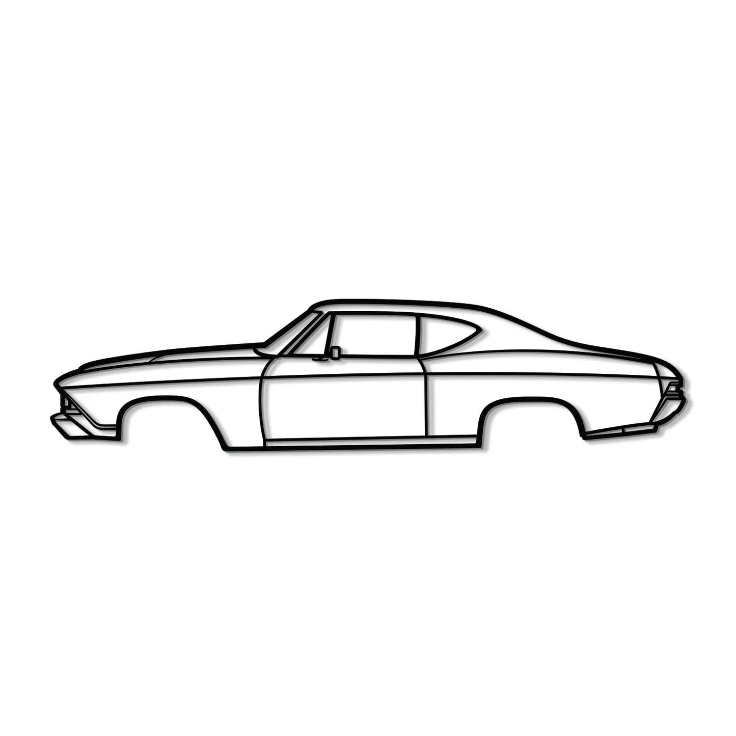 Chevelle SS metal wall art 1968, laser-cut line art, Modello Turbo on Tampa Home & Garden Store