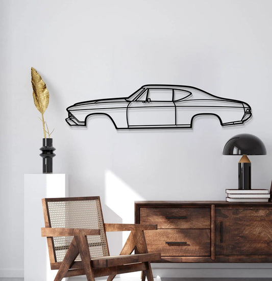 Chevelle SS metal wall art 1968 MT0108 laser-cut silhouette Modello Turbo on Tampa Home & Garden Store