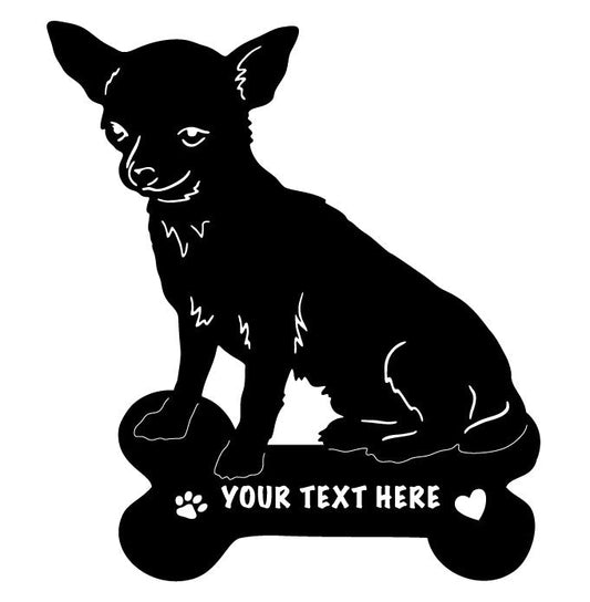 Chihuahua garden stake in black with bone-shaped base Rustica on Tampa Home & Garden Store