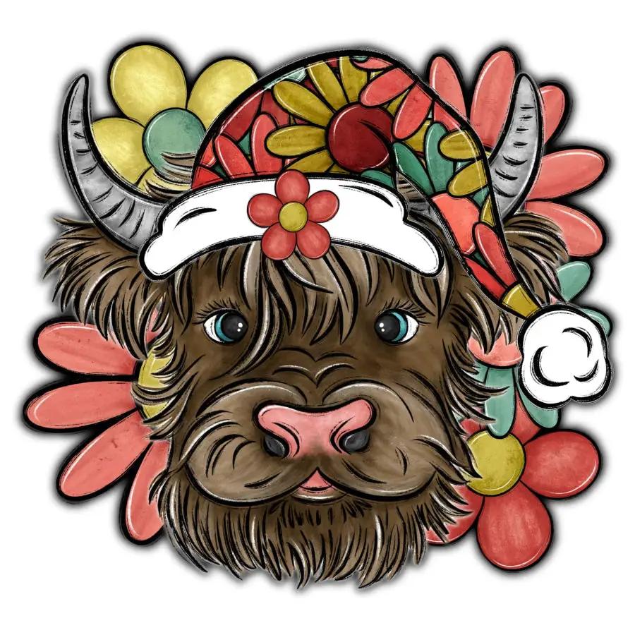 Christmas Sign, Highland Cow, Retro Christmas, wood sign, DECOE-W-903407, 22" Door Hanger - Tampa Home & Garden Store