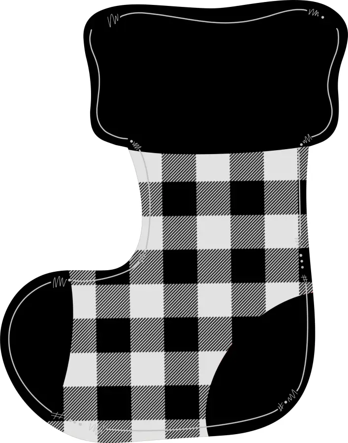 Christmas Stocking Sign, Black and White Door Hanger, wood sign, DECOE-W-199, 22" Door Hanger - Tampa Home & Garden Store