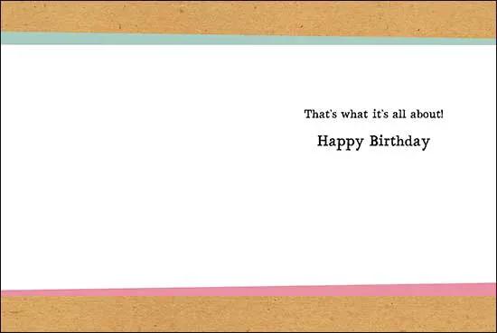 Birthday card That's What It's All About with teal and pink borders on corkboard backdrop on Tampa Home & Garden Store