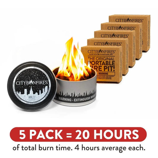 City Bonfires portable fire pit travel set, 5-pack with metal tin on Tampa Home & Garden Store
