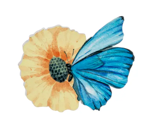 Butterfly screen door magnet with blue butterfly and yellow flower, Home Decor Decals on Tampa Home & Garden Store