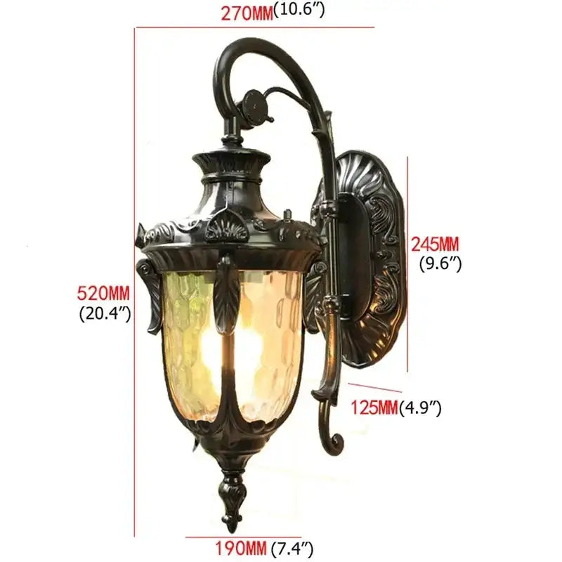 Decorbites classical bronze LED outdoor wall lamp with textured glass panels on Tampa Home & Garden Store