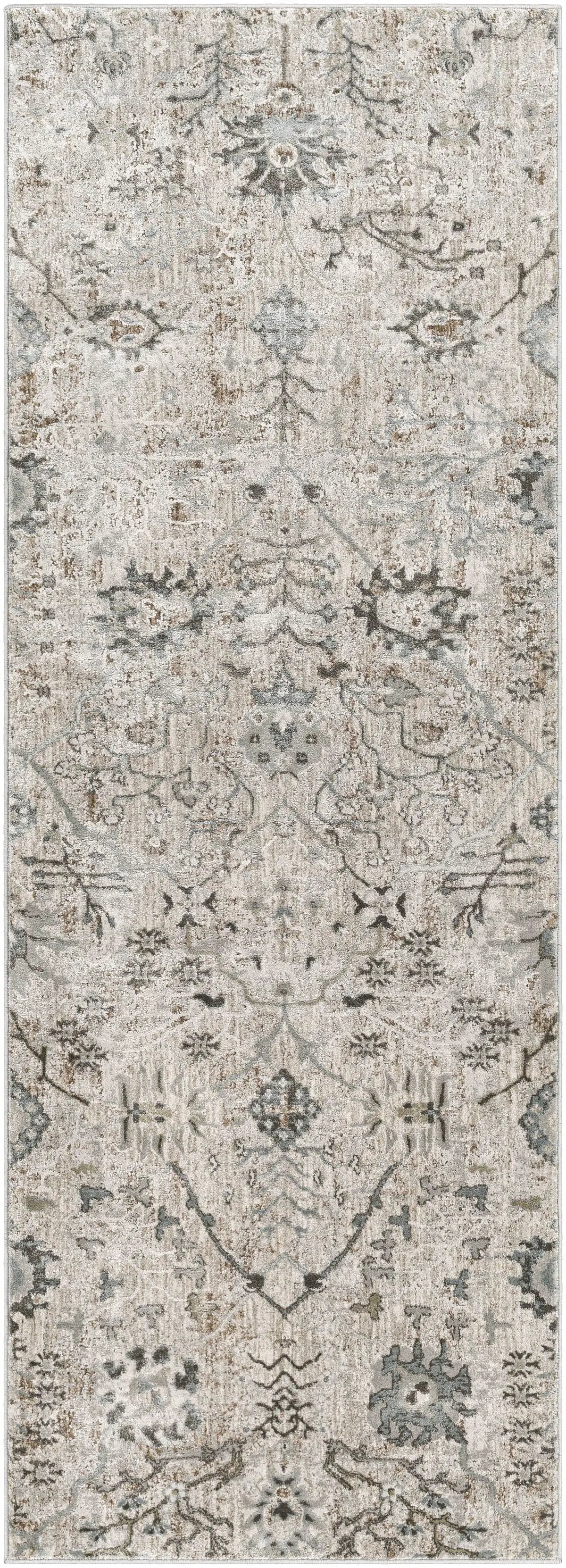 Claydon Thick Luxe Oushak Rug Gray Olive by Boutique Rugs with a distressed antique pattern on Tampa Home & Garden Store