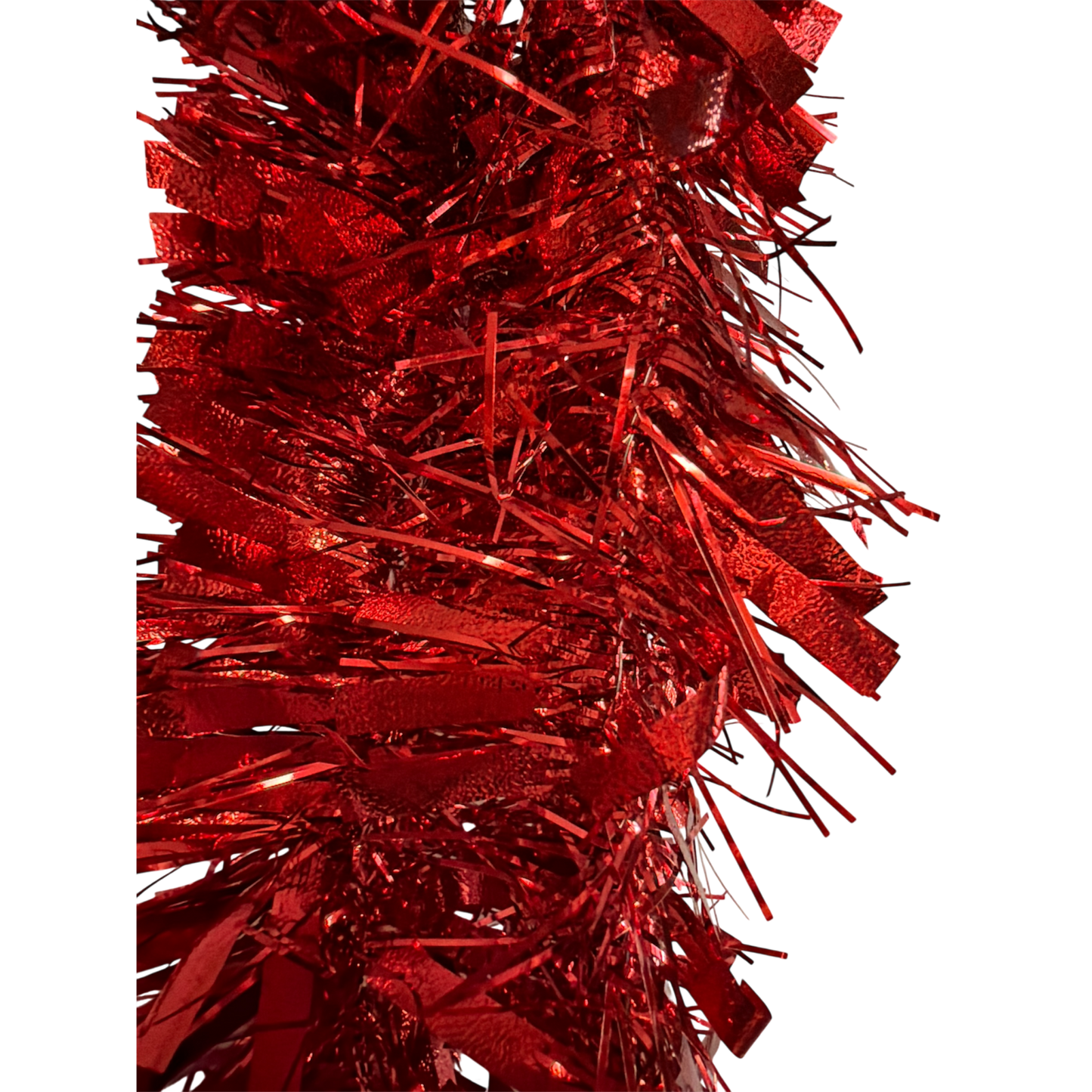 9 ft luxury red garland with metallic tinsel strands for decor The Country Christmas Loft on Tampa Home & Garden Store