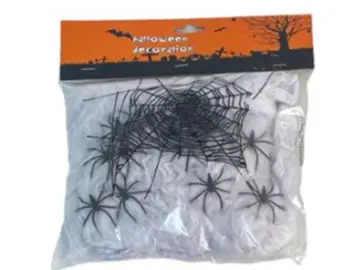 2 oz spider web with 16 black spiders in bag for haunt decor on Tampa Home & Garden Store