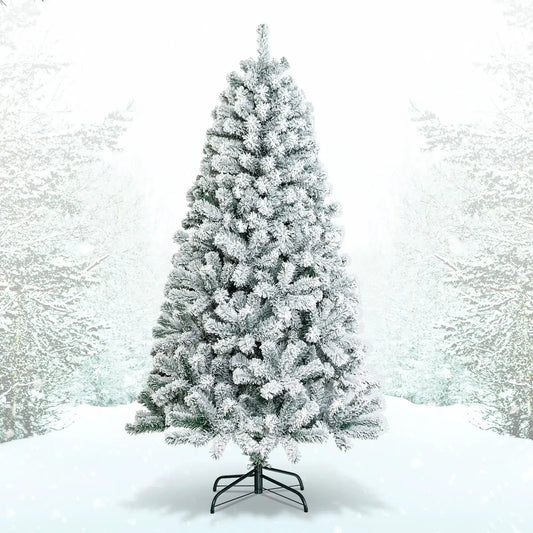 6 ft snow-flocked hinged artificial Christmas tree on metal stand DirectDeals on Tampa Home & Garden Store