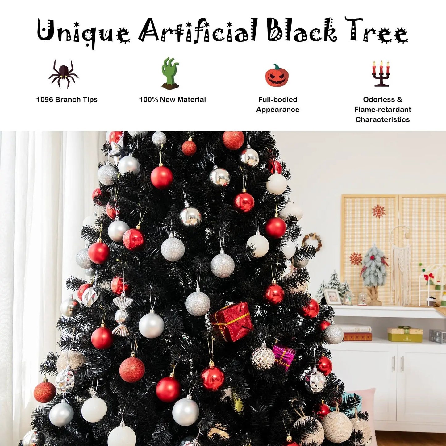 Black Christmas Tree 6 ft tall with purple LED lights, DirectDeals artificial tree on Tampa Home & Garden Store