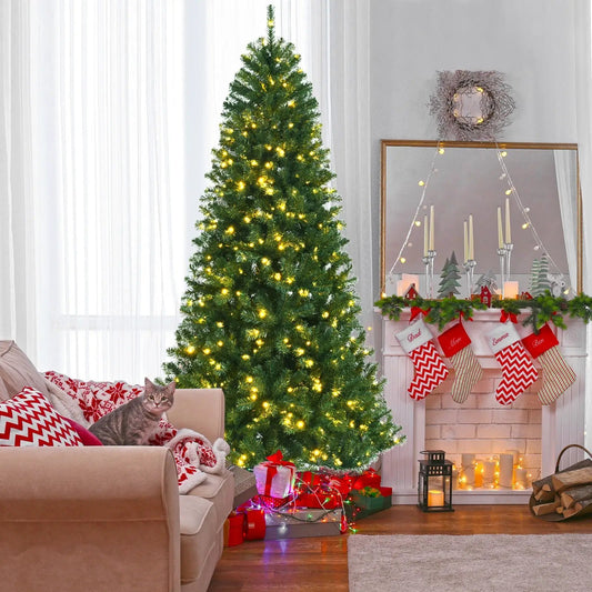 DirectDeals hinged Christmas tree with remote color-changing LED lights, artificial branches on Tampa Home & Garden Store