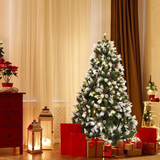 6ft Pre-Lit Snow-Flocked Christmas Tree LEDs DirectDeals on Tampa Home & Garden Store
