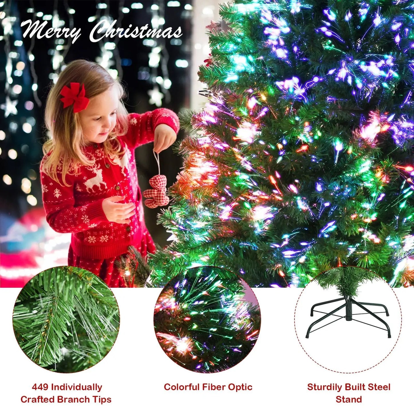 Pre-Lit Multi-Colored Fiber Optic Spruce Tree with sturdy steel stand on Tampa Home & Garden Store