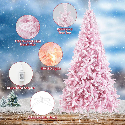 7.5 ft pink flocked prelit Christmas tree with 450 LED lights DirectDeals on Tampa Home & Garden Store
