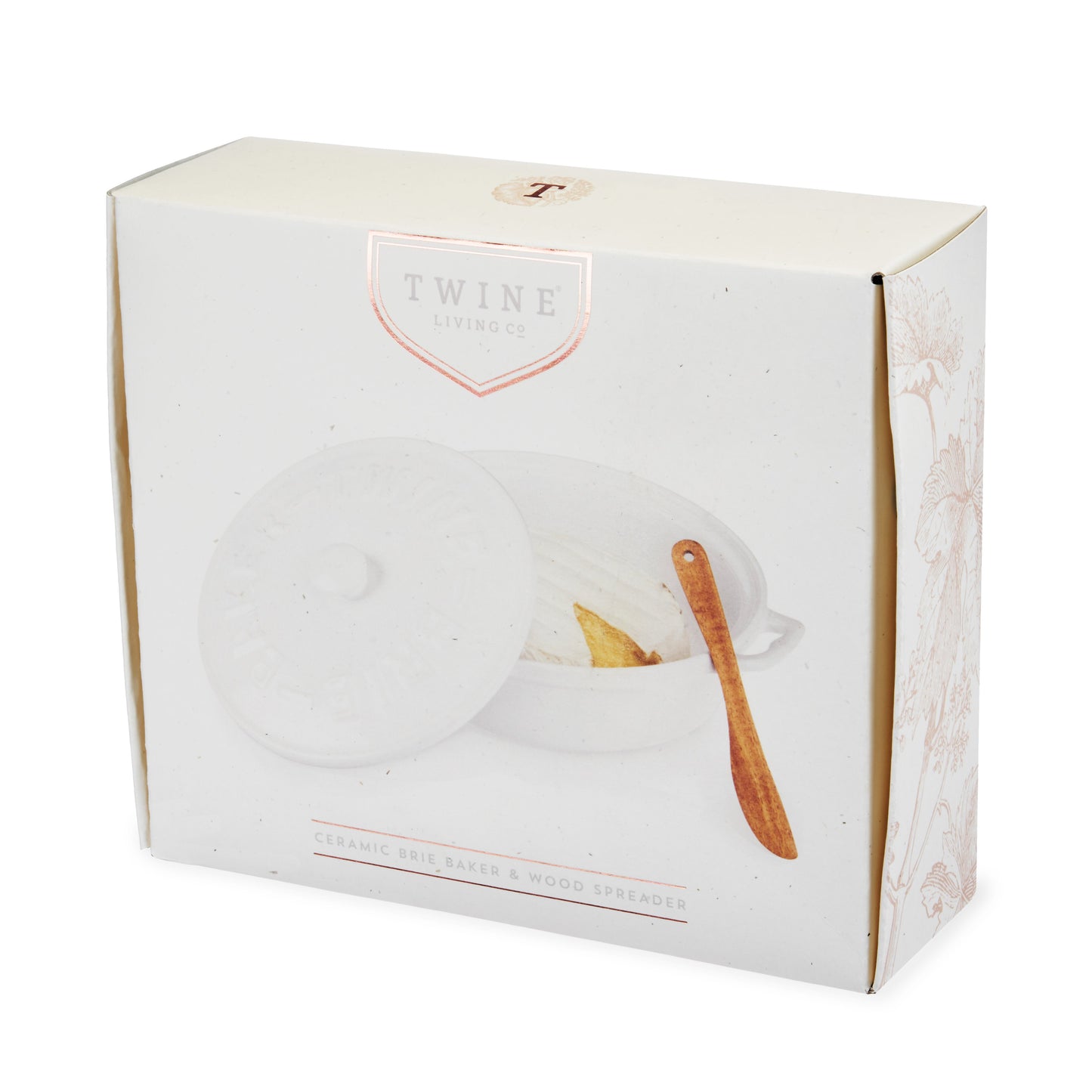 Ceramic Brie Baker and Acacia Wood Spreader Set