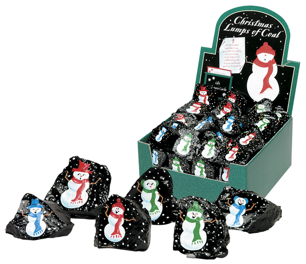 Christmas lumps of coal snowmen ornaments, black coal-shaped novelty figurines, 8 pcs on Tampa Home & Garden Store
