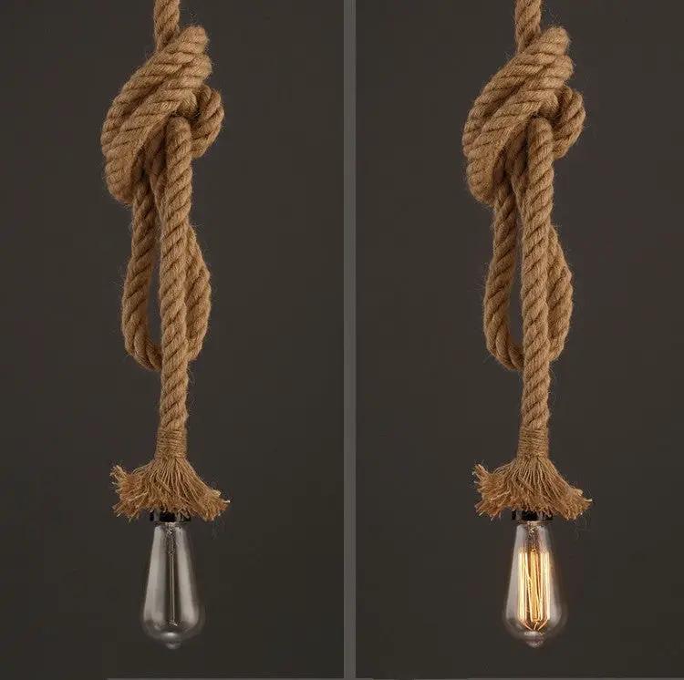 Hemp rope pendant lamps by Decorbites for bar cafe, Edison bulbs on Tampa Home & Garden Store