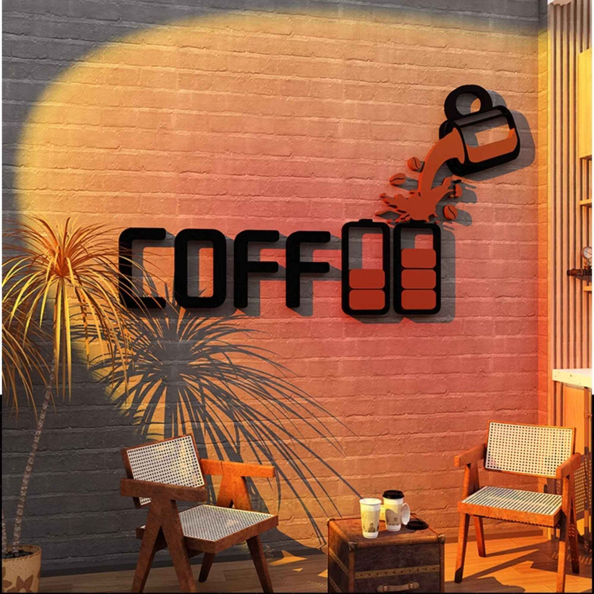Coffee Shop Wall Decor self-adhesive acrylic art with coffee cup motif by Shaketea on Tampa Home & Garden Store