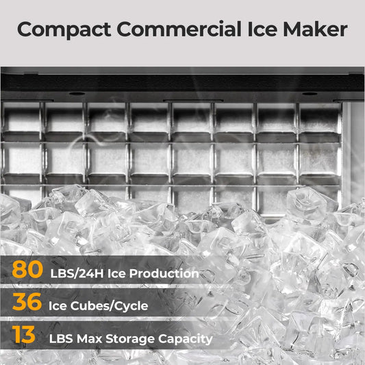 Kismile Commercial Ice Maker 80 Lbs/24H, 13 Lbs Max Storage on Tampa Home & Garden Store