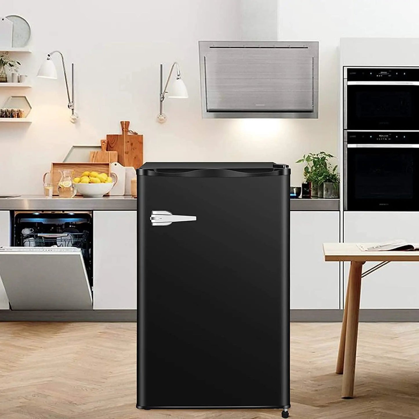 Compact Upright Freezer D6835 with Large Capacity black finish in kitchen setting by Kismile on Tampa Home & Garden Store