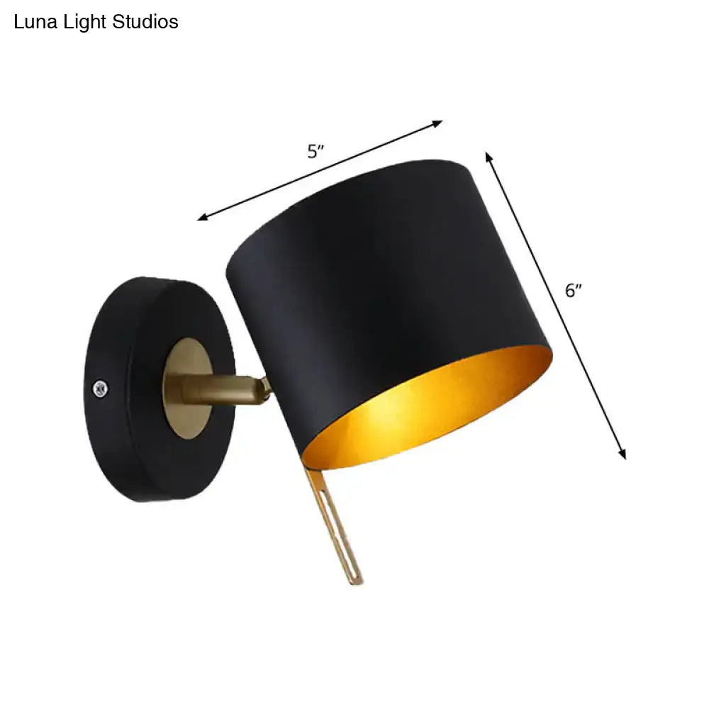 Black Gold Drum Sconce by Decorbites, black drum shade with gold interior, wall mount on Tampa Home & Garden Store