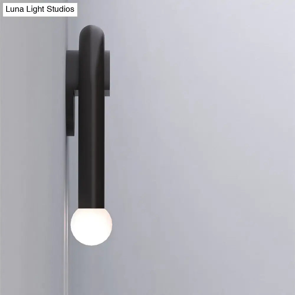 Black U-Shaped Wall Light wall-mounted with frosted globe bulb Decorbites on Tampa Home & Garden Store