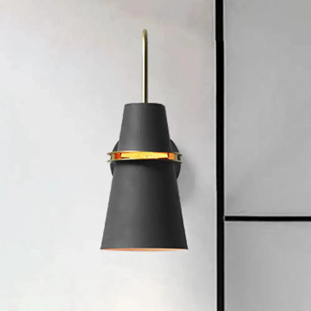 Contemporary blue & gold flared wall sconce light with charcoal shade and brass ring Decorbites on Tampa Home & Garden Store