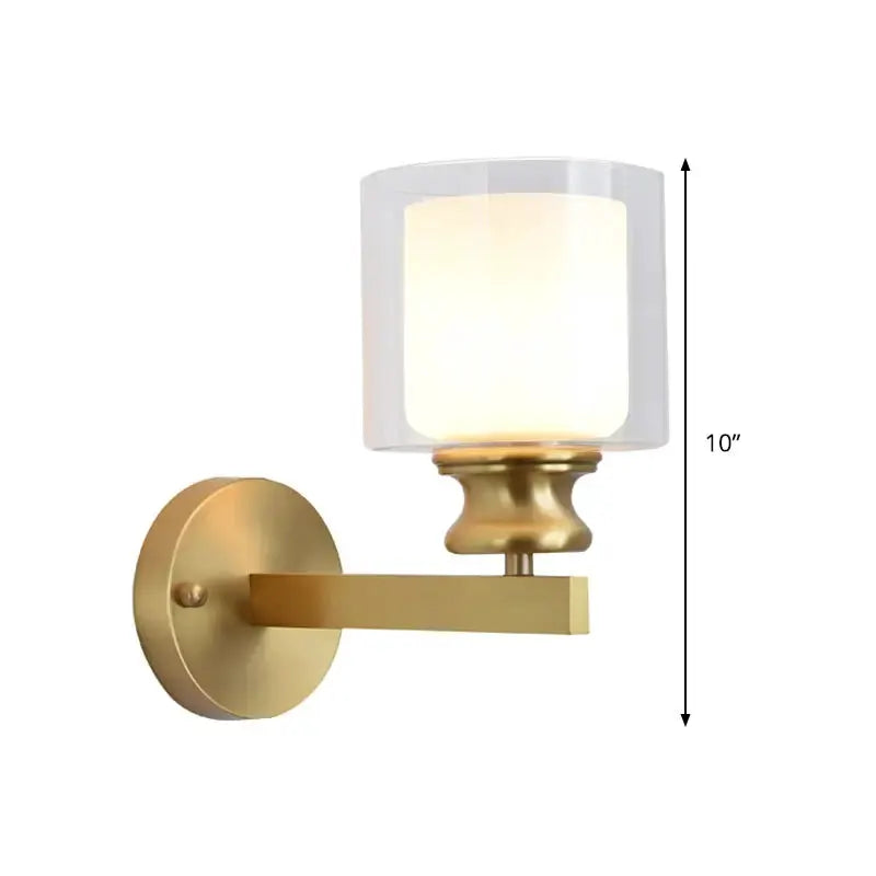 Contemporary brass wall sconce with frosted glass shade by Decorbites on Tampa Home & Garden Store