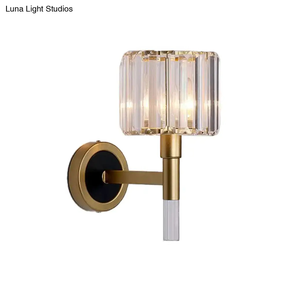 Gold Crystal K9 Polished Wall Sconce by Decorbites with brass arm and crystal shade on Tampa Home & Garden Store