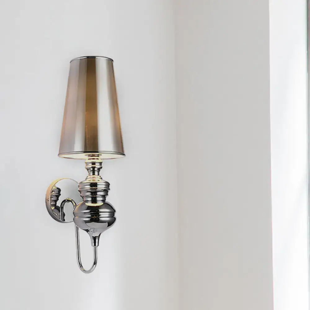 Matte Black Fabric Sconce wall light with metallic shade and chrome backplate on Tampa Home & Garden Store