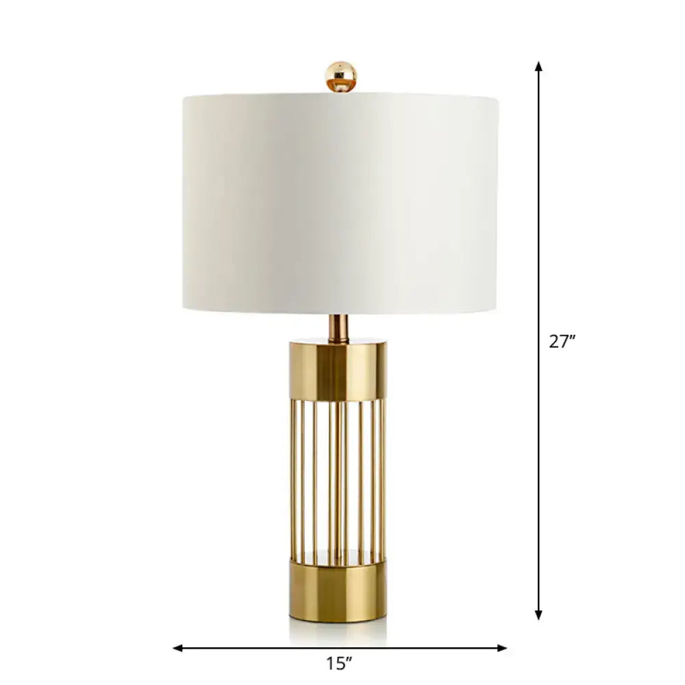 Metallic Gold Table Lamp Decorbites with white shade and gold slat base 27in tall on Tampa Home & Garden Store