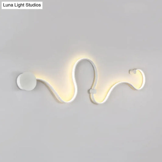 Black White Twist Sconce by Decorbites, serpentine LED wall light with warm glow on Tampa Home & Garden Store