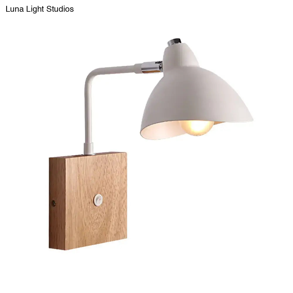 White Metal Wood Sconce with wood base and white shade by Decorbites on Tampa Home & Garden Store