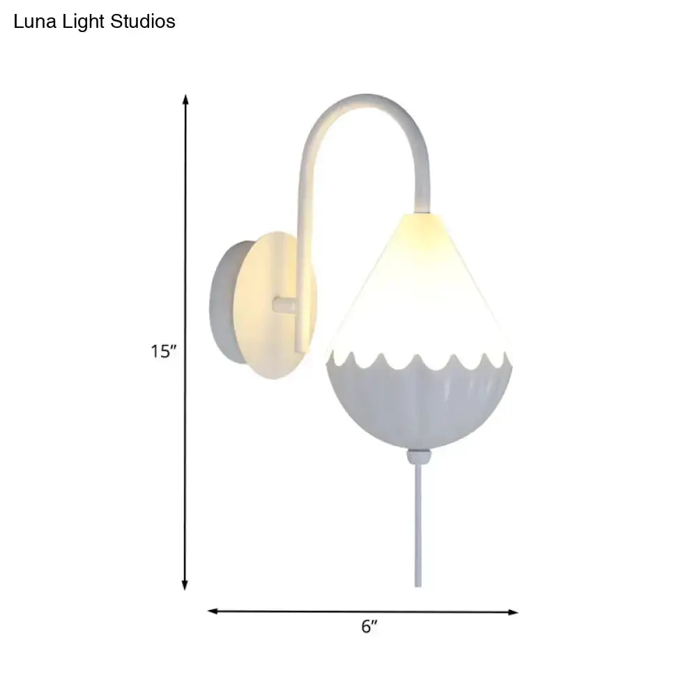Wall sconce Decorbites: contemporary white scalloped shade with curved arm for the bedroom on Tampa Home & Garden Store
