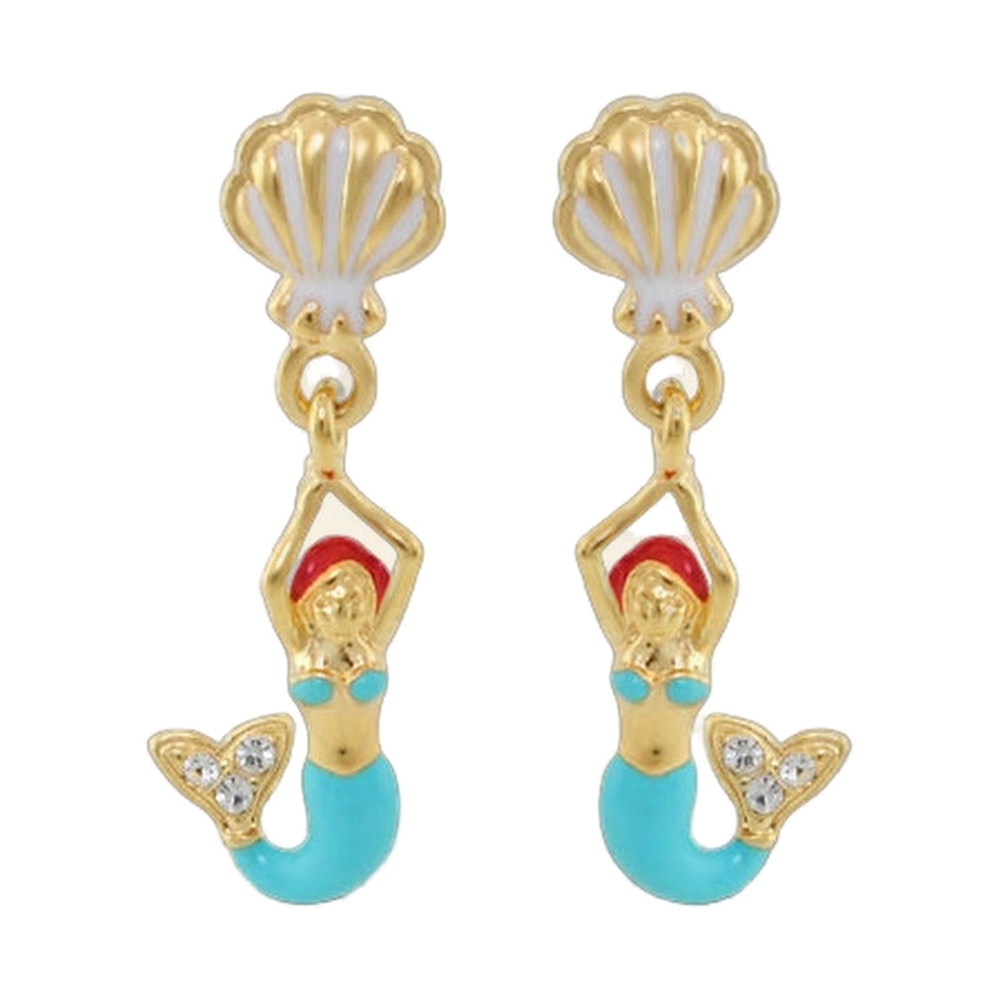Under the Sea Blue Enamel Dangle Earrings