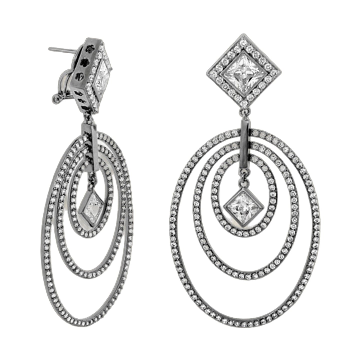 Orbital earrings by Lauren G Adams, diamond-square halo with beaded hoops pair on Tampa Home & Garden Store