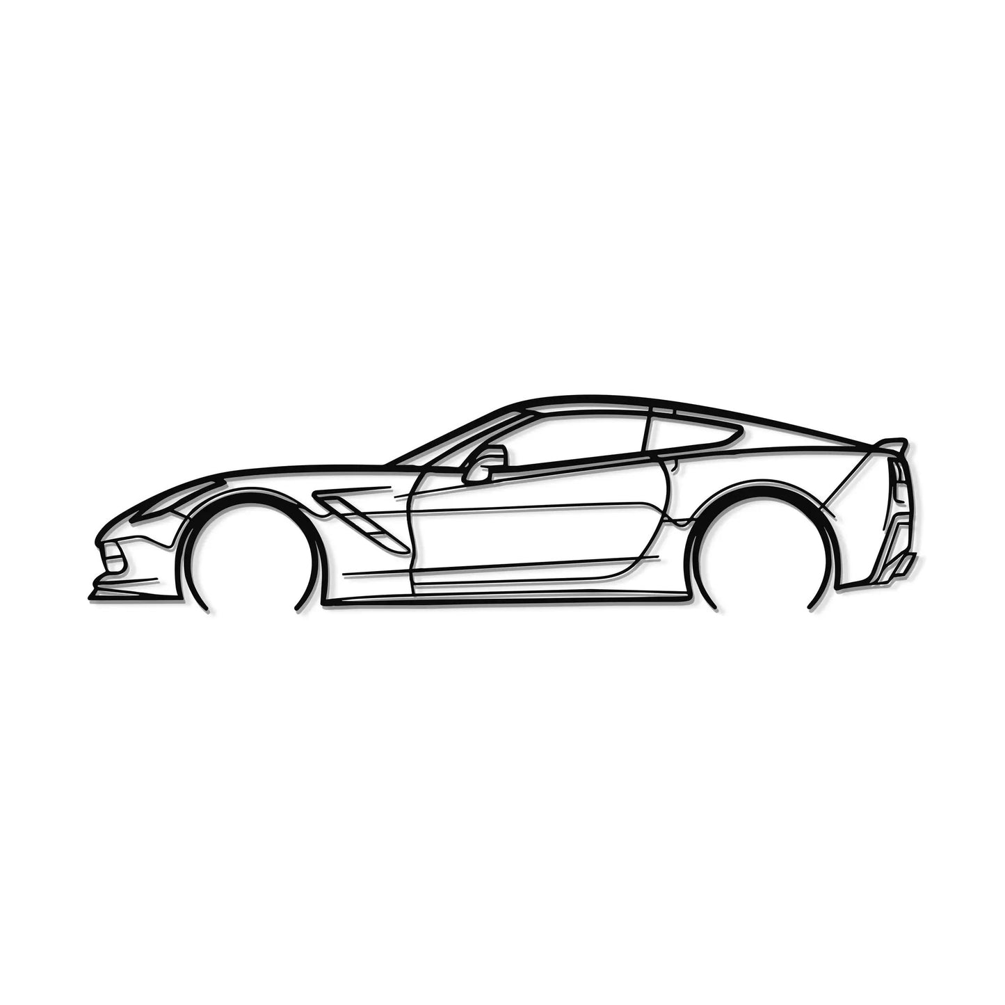 Corvette C7 Detailed Metal Car Wall Art MT0920 by Modello Turbo black line drawing