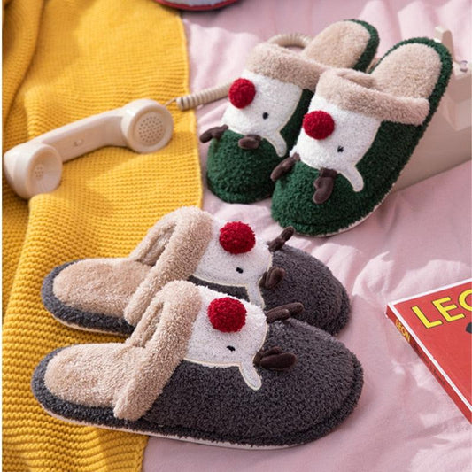 Stevvex Cotton Slippers three beige gray green plush memory foam non-slip indoor house shoes on Tampa Home & Garden Store