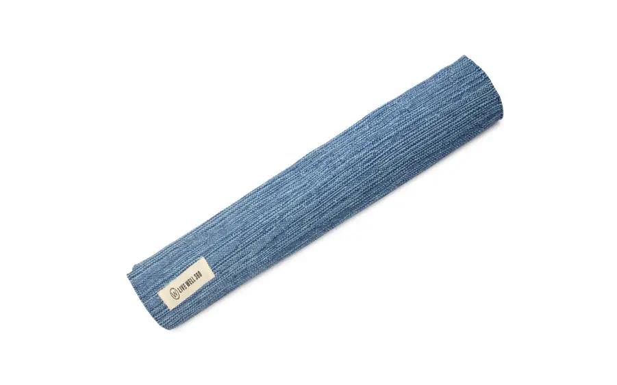 Yogi Organic Cotton Yoga Mat blue rolled with textured fabric 78x27 Organic Cotton Mart on Tampa Home & Garden Store