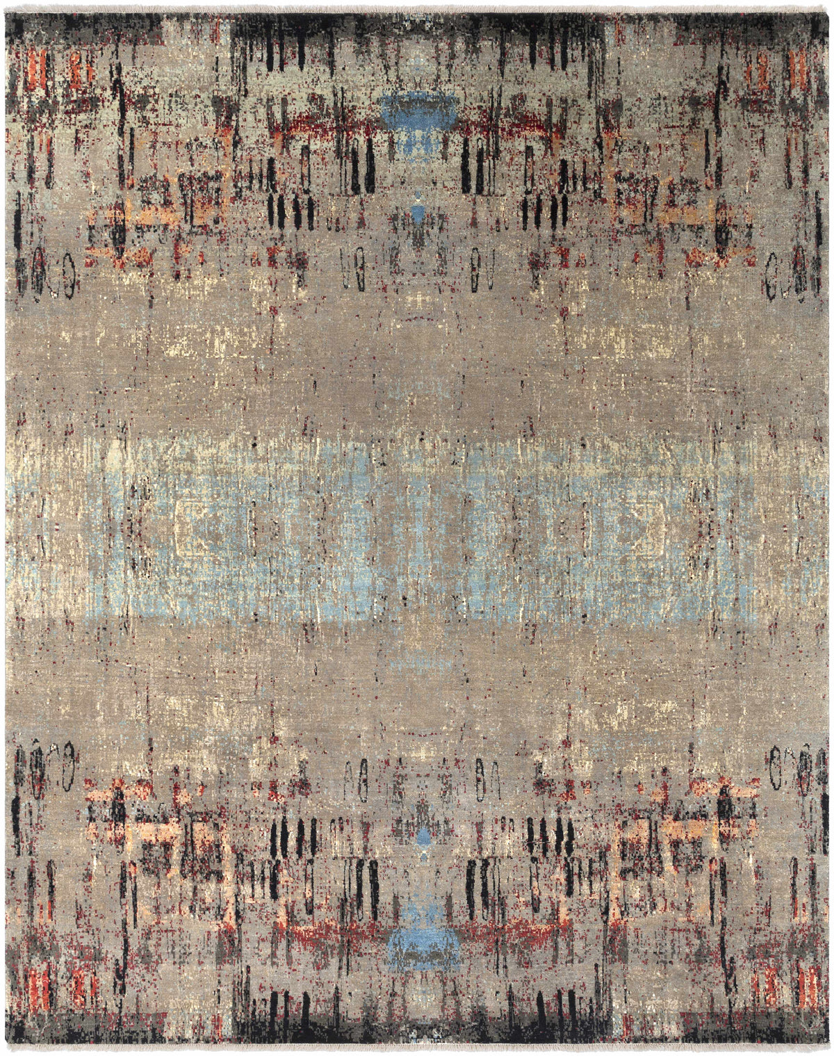 Coudersport Carpet rug by Boutique Rugs, abstract beige-gray field with black drips on Tampa Home & Garden Store