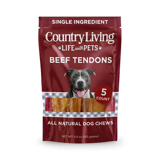 Beef Backstrap Tendon Dog Chews, 5-count bag, Country Living single-ingredient treats on Tampa Home & Garden Store