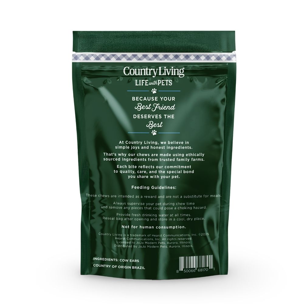 Masticables para perros Country Living de orejas de vaca naturales (bolsa de 10 unidades) - Totalmente naturales, de un solo ingrediente, de larga duración - Alto contenido en proteínas, bajo en grasa, sin cuero crudo - Favorecen la salud dental