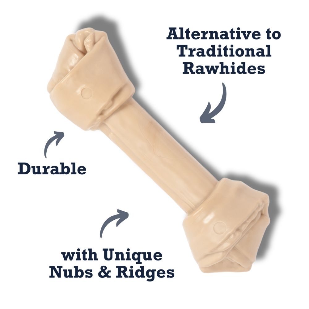 Nylon Rawhide Shaped Dog Chew Bone for Dental beige bone with ridges American Pet Supplies on Tampa Home & Garden Store
