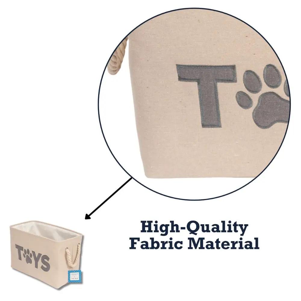 Country Living foldable dog toy bin beige fabric with rope handles TOYS print brand tag on Tampa Home & Garden Store