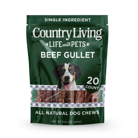 Country Living 6” Gullet Flats Dog Treats – 20 Count Bag – All-Natural Beef Esophagus Chews – High-Protein, Easily Digestible, Single-Ingredient Dog Treats – Grain-Free & Long-Lasting - Tampa Home & Garden Store