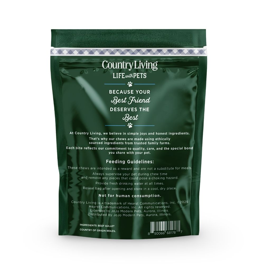 Country Living 6” Gullet Flats Dog Treats – 20 Count Bag – All-Natural Beef Esophagus Chews – High-Protein, Easily Digestible, Single-Ingredient Dog Treats – Grain-Free & Long-Lasting - Tampa Home & Garden Store