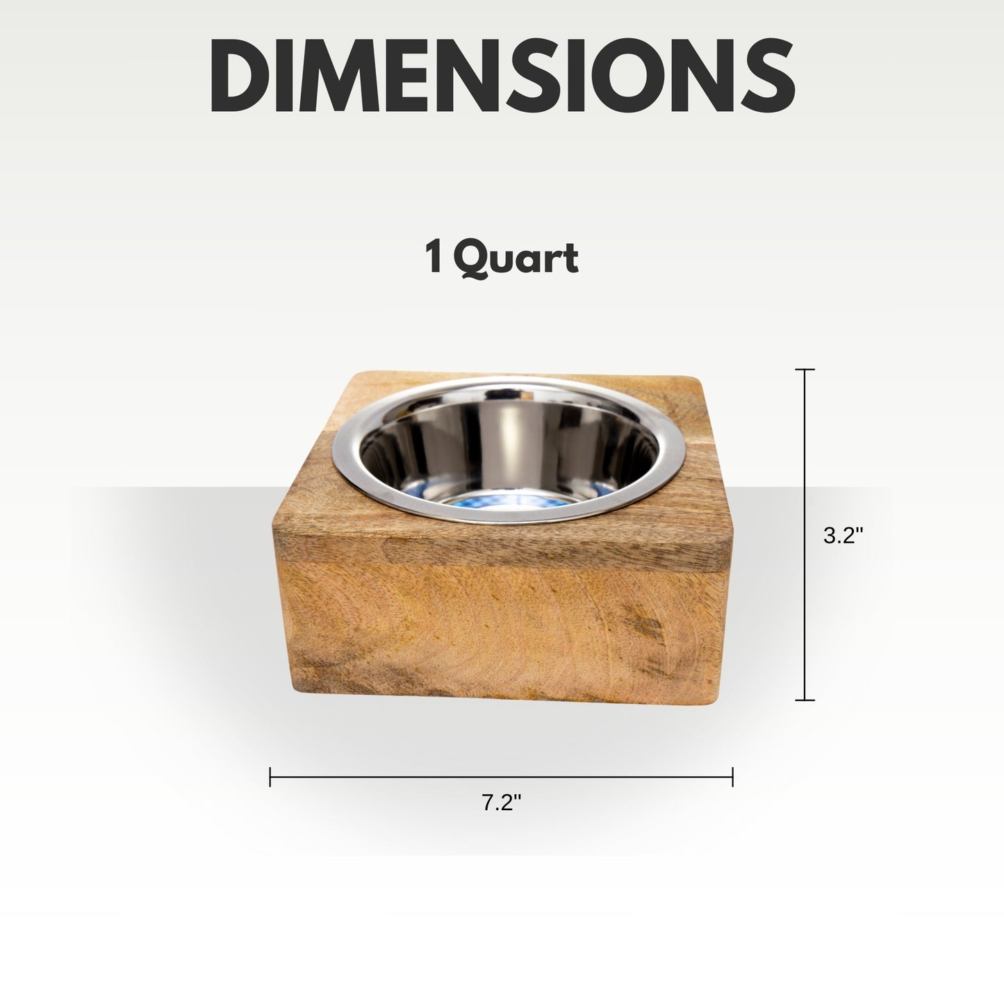 Country Living Elegant Stainless Steel Dog Bowl with Square Mango Wood Holder – 1 Quart - Tampa Home & Garden Store