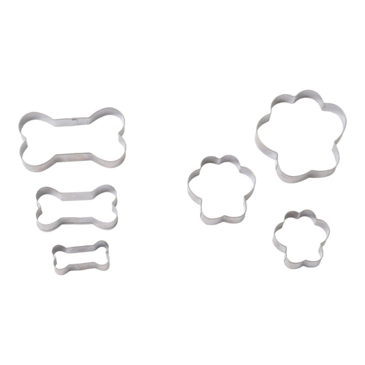 Juego de cortadores de galletas de acero inoxidable de 6 piezas Country Living (3 con forma de pata, 3 con forma de hueso)